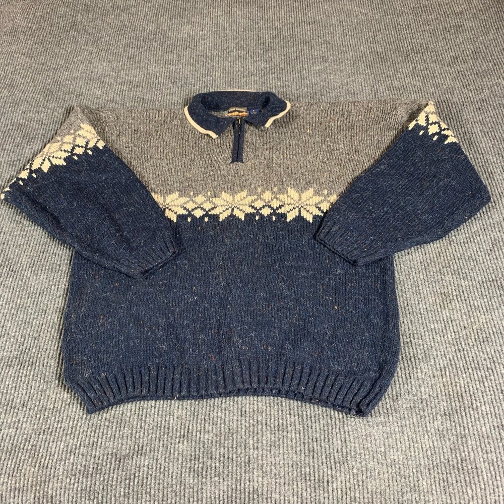 VTG High Sierra Sweater Mens Extra Large Blue 1/4 Zip Wool Blend Nordic Outdoors